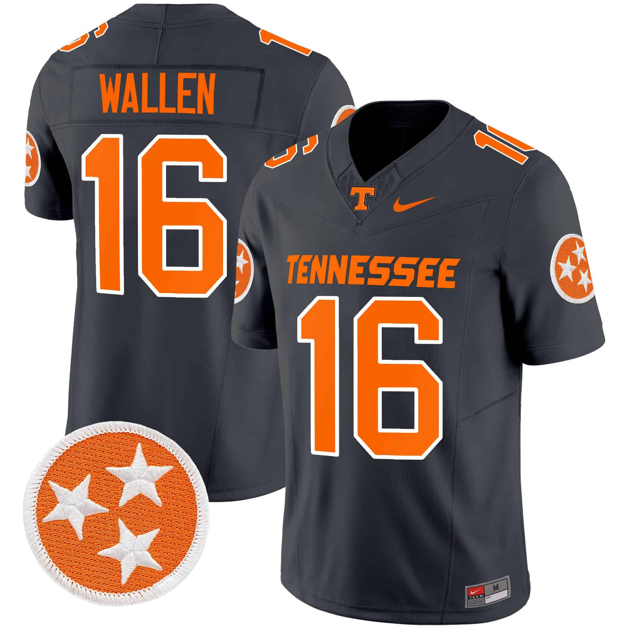 Men Tennessee Volunteers #16 Wallen Black 2024 Nike Vapor Limited NCAA Jersey style 1->ncaa teams->NCAA Jersey
